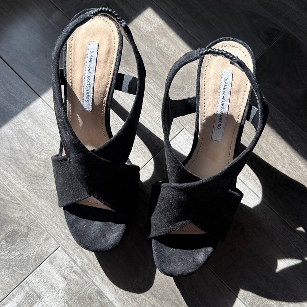 Diane von Furstenberg Black Strappy Heels